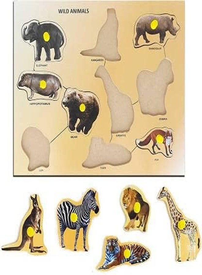 JAPSI Wild Animals Wooden Educational Board Puzzle, 9 Animals, Non-Toxic, for Pre-School Kids 3 Years and Above - Image 3